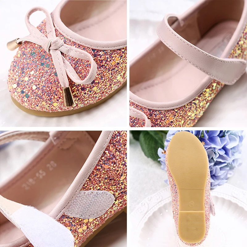 IYEAL обувь для девочек туфли в стиле Принцесса Цвет: розовый золотистый