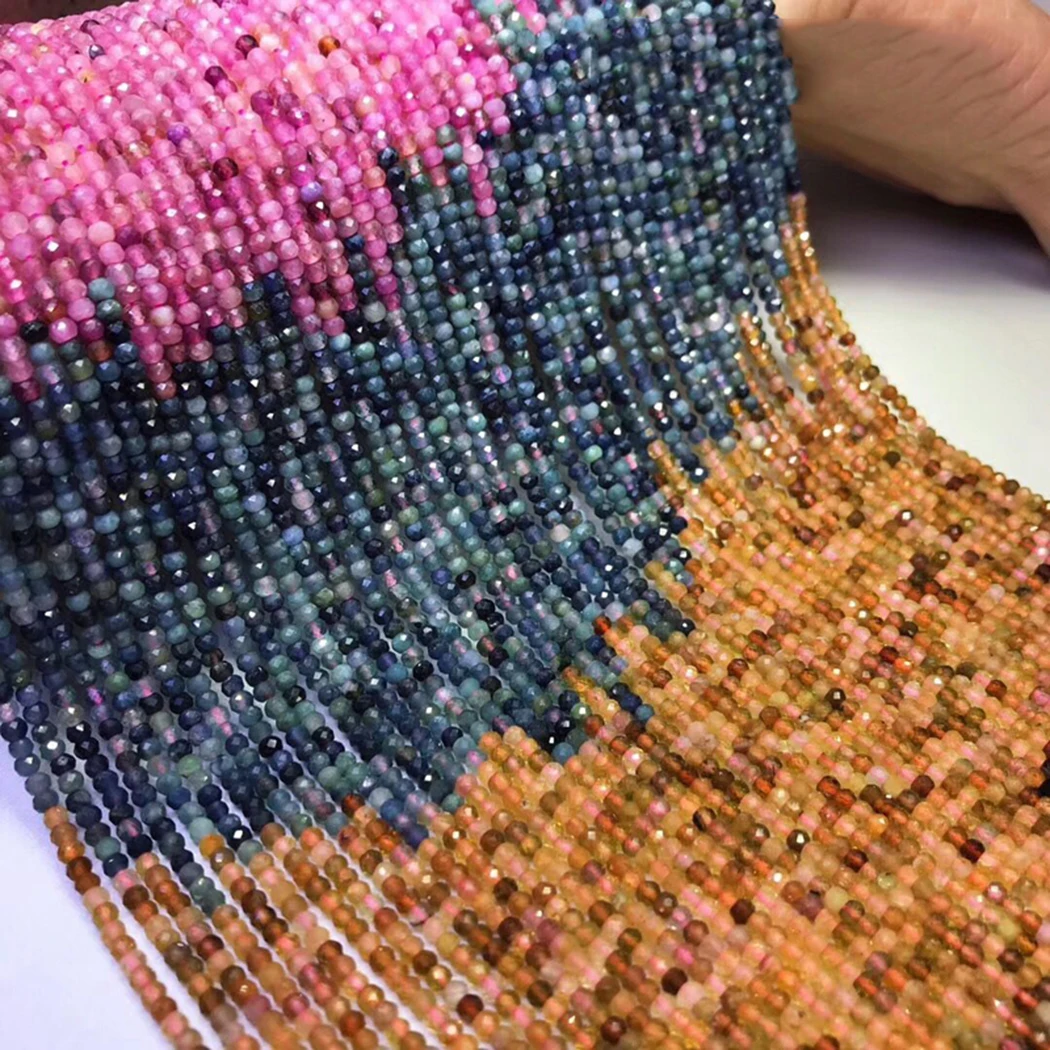 ICNWAY Турмалин 2x3 мм натуральный драгоценный камень бусины граненый круглый для