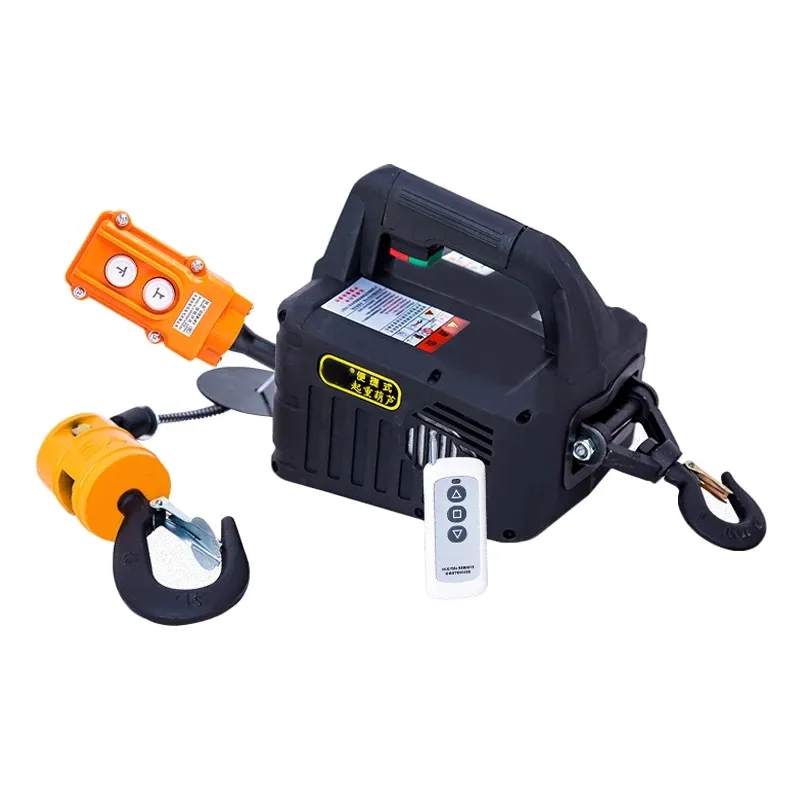 220v 500kg Remote control crane hoist wire rope electric hoist aluminum shell hoist household indoor small crane hoist