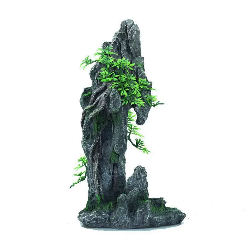 Аквариум Вид из окна Каменный Орнамент Дерево Рок Пещера с рыбами бак украшения