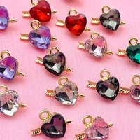10pcs multicolor crystal heart shape charms diy jewelry making earrings jewellery accessories wholesale diy earrings findings