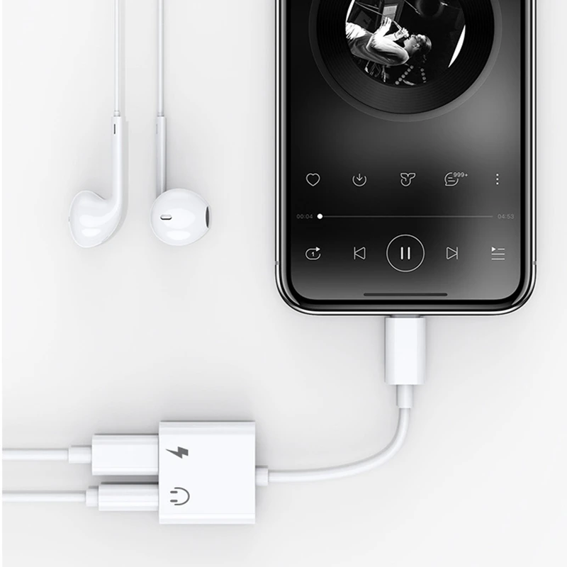 

New 2 in 1 Adapter AUX Charging Lightning to 3.5mm Cable Splitter For Apple iPhone XS MAX XR X 7 8 Plus Aux Cable Splitte