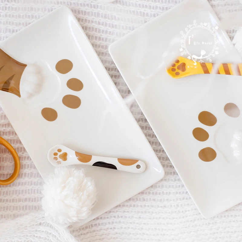 [Тарелки для кошек MPK] фарфоровая тарелка лап кражи еды | Дом и сад