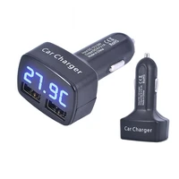 4 in 1 dual usb car charger dc 5v 3 1a universal with voltagetemperaturecurrent meter tester adapter digital led display
