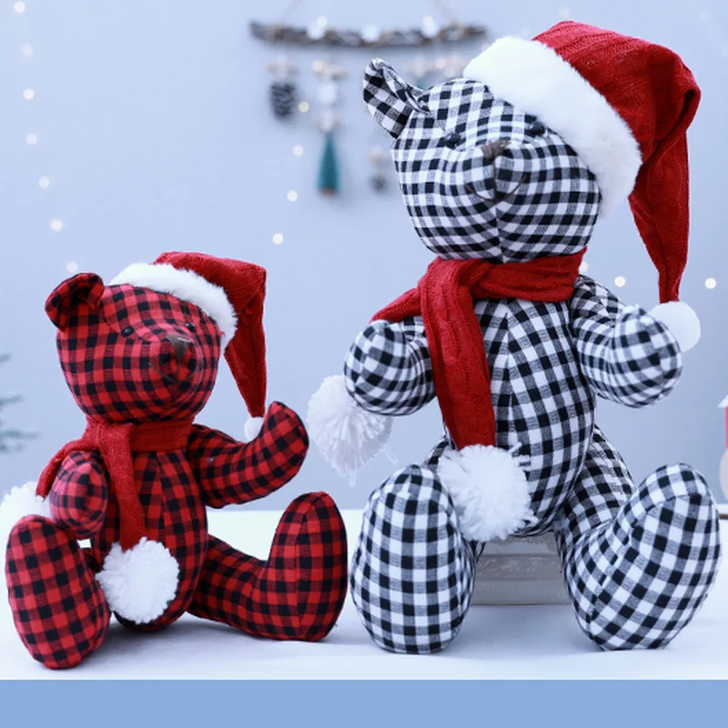 

Cute lattice Teddy Bear Doll Playmate Soothing Kids Toys Christmas Birthday Gifts Gift Wedding navidad Christmas Gift Home Decor