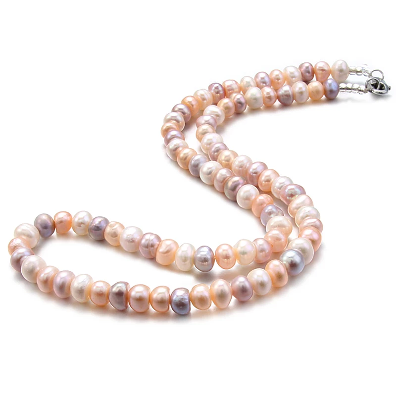 Женское Ожерелье из пресноводного жемчуга диаметром 6 7 мм длина 45 мм|Ожерелья| |