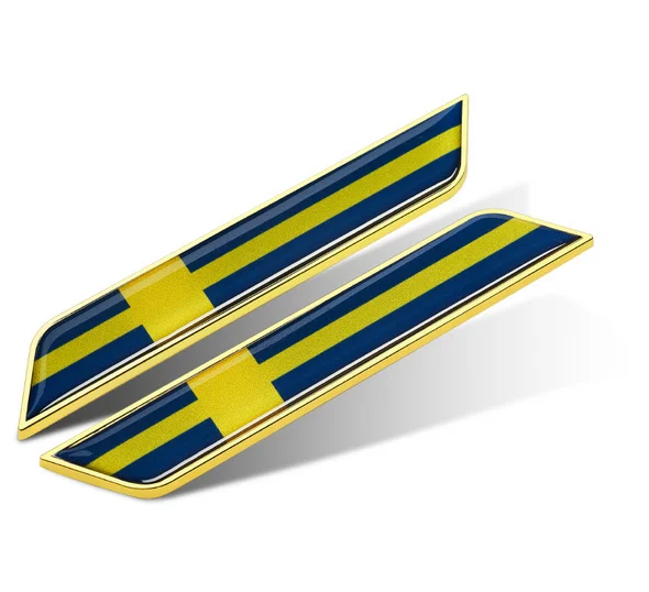 

Pair Gold Swedish Sweden Flag Auto Emblem Badge Motorcycle Decals Fairing Decals Stickers Car Accessories