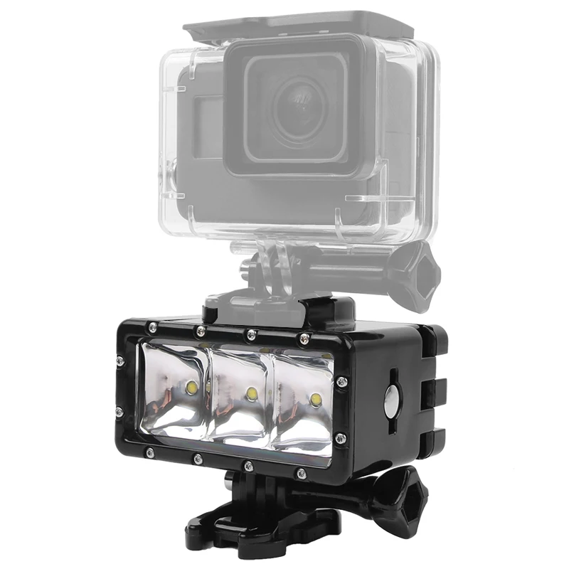 Водонепроницаемая светодиодная подводная лампа для дайвинга с батареей GoPro Hero 10 9
