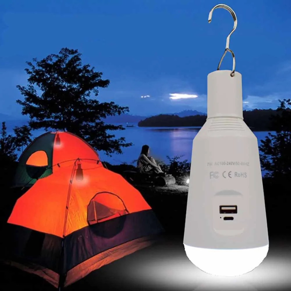 

Emergency Bulb Rechargeable Bulb Tent Light Hanging Lamp Multifunctional Lamp For Bedroom Dormitory School Study