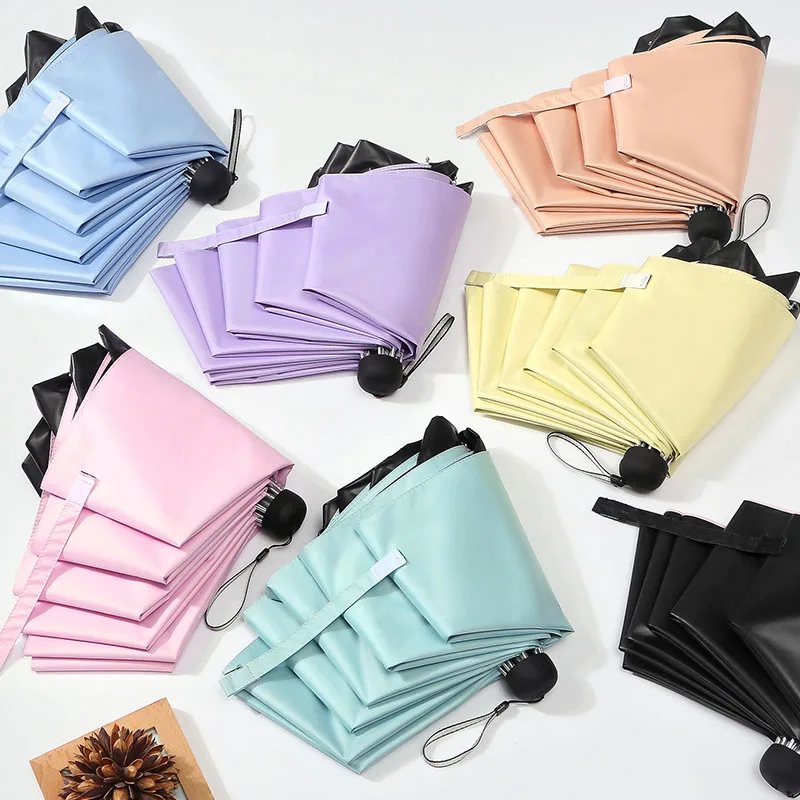 

Paradise Umbrella Folding Small Rain Umbrella Women Three Fold Sunscreen UVfree Black Rubber Sun Umbrella Clear Umbrellas 5ys39