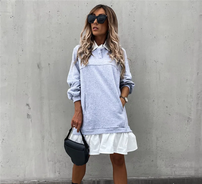 

Черная повседневная искусственная Лоскутная мини-блузка с капюшоном Lange Mouse Vrouwen 2021, зимняя Свободная блузка с карманами