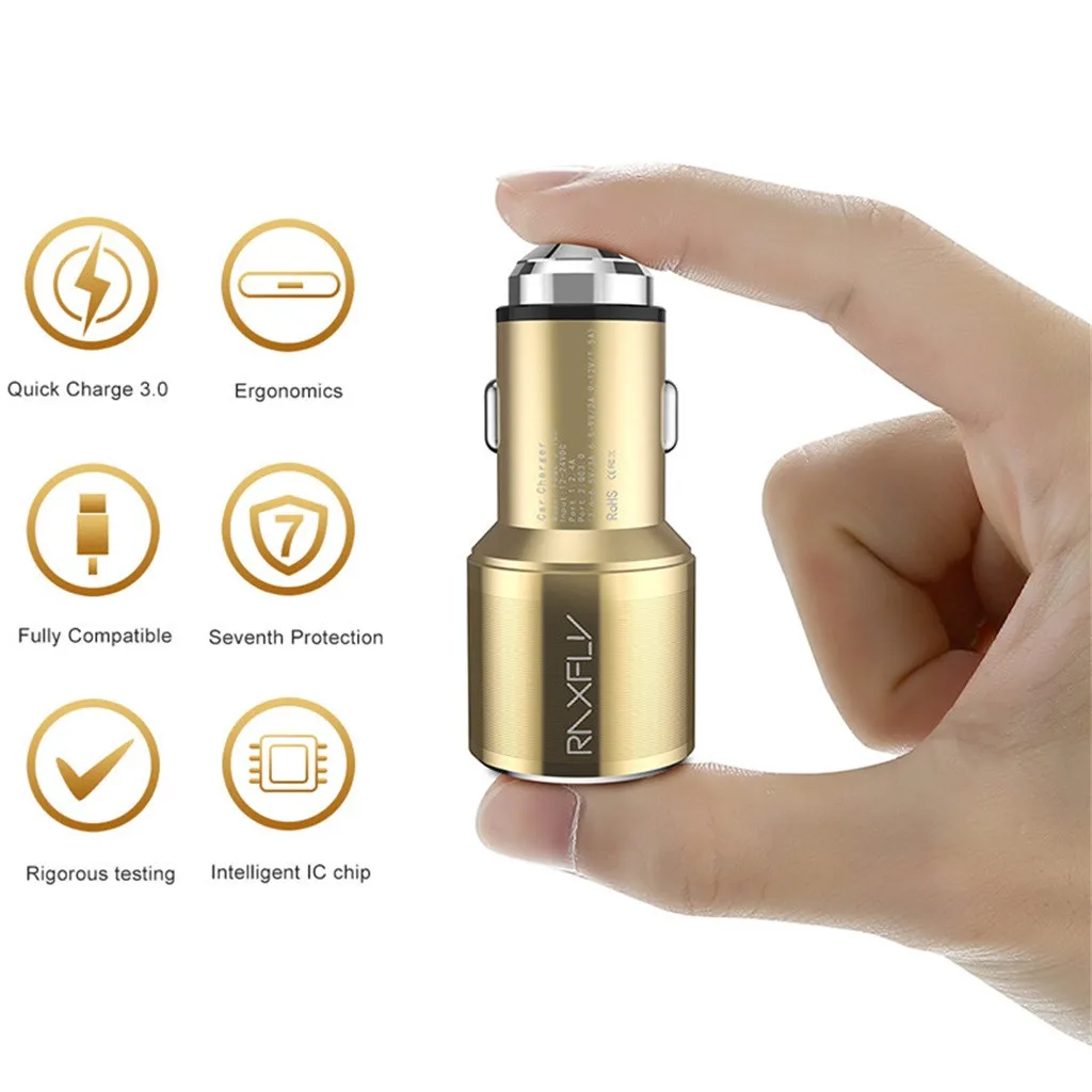 Автомобильный на 2 портный Dual Порты и разъёмы зарядное устройство с мини usb