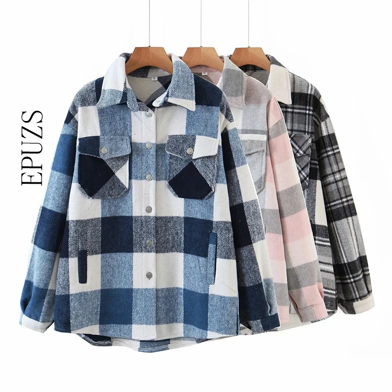 

2020 fashion thick women Plaid jacket women winter coat casual coats and jackets fenale Oversized outwear