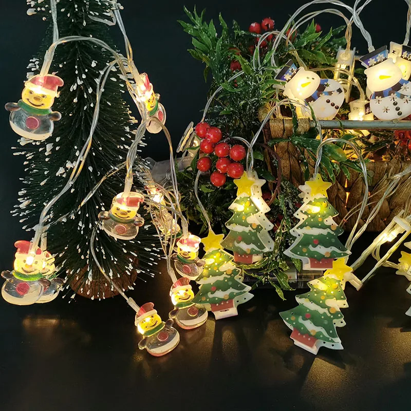 

Рождественская светодиодная гирлянда с Санта-Клаусом, 1,5 м, 10 светодиодный, Рождественская елка, снежинка, снеговик, сказочные огни, гирлянд...