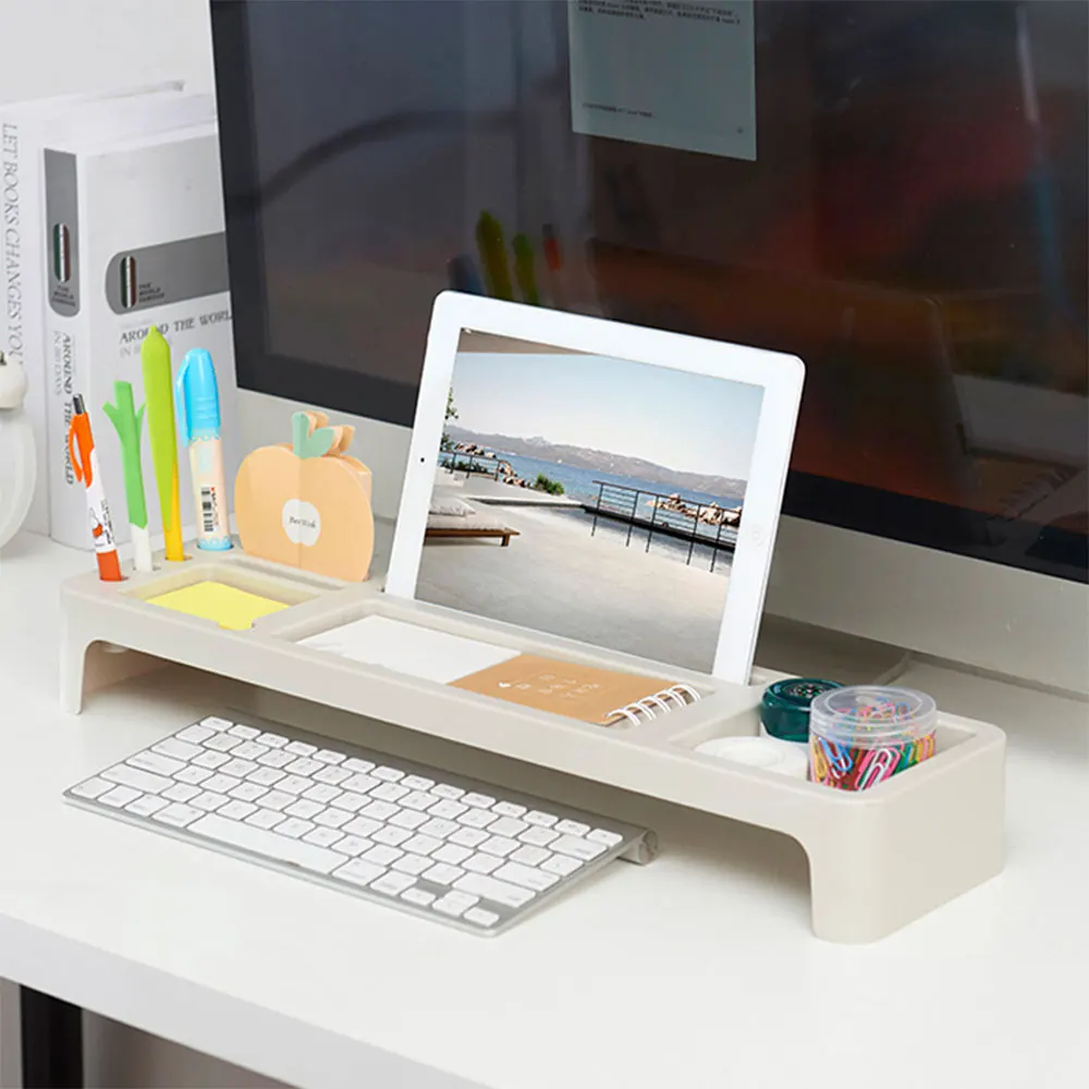 

Office Storage Rack Desk Organizer Multifunctional Table Stationery Holder Storage Holder for iPad Cellphone Tablet Keyboard
