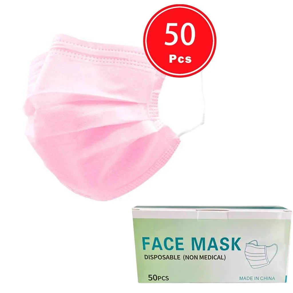 

Mscara Masque jetable Fast delivery Headband Adult 50PC Disposable Face Mask Industrial 3Ply Ear Loop Mondmasker