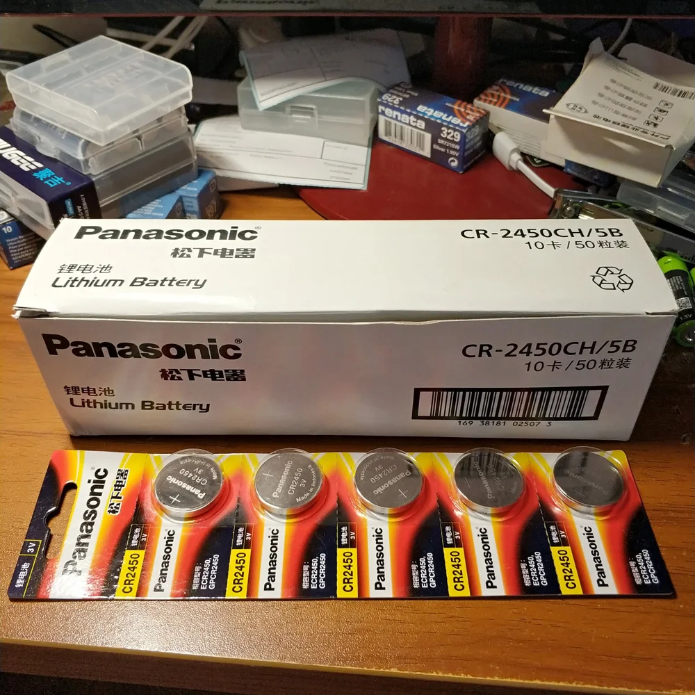 Оригинальные батарейки Panasonic CR2450 CR 2450 3V для часов слуховых аппаратов 15 шт.|Часовые батарейки| |