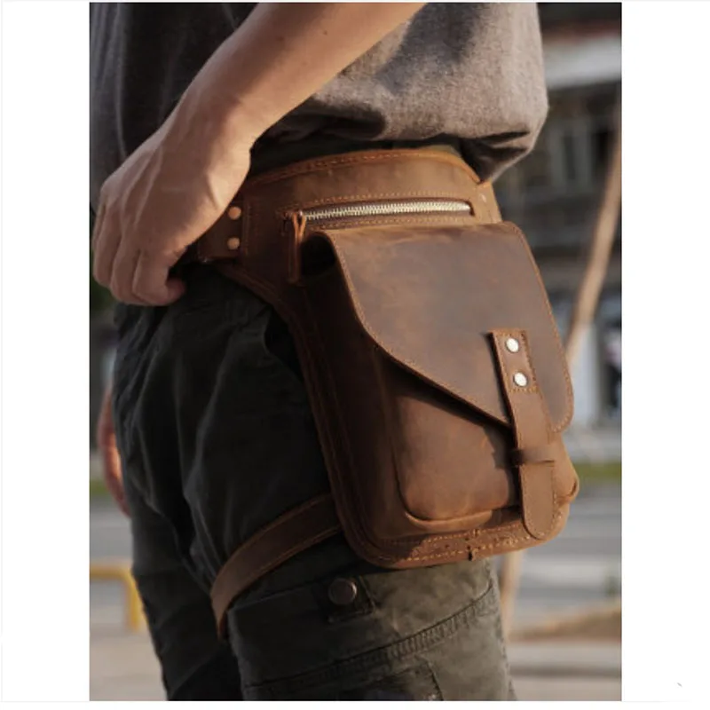 Кожаная поясная сумка в стиле ретро для езды на мотоцикле |