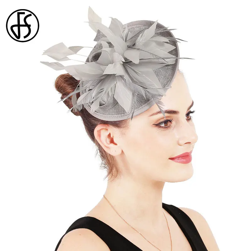 FS для торжественного случая шляпа Для женщин перья розовый Шапки Чай вечерние
