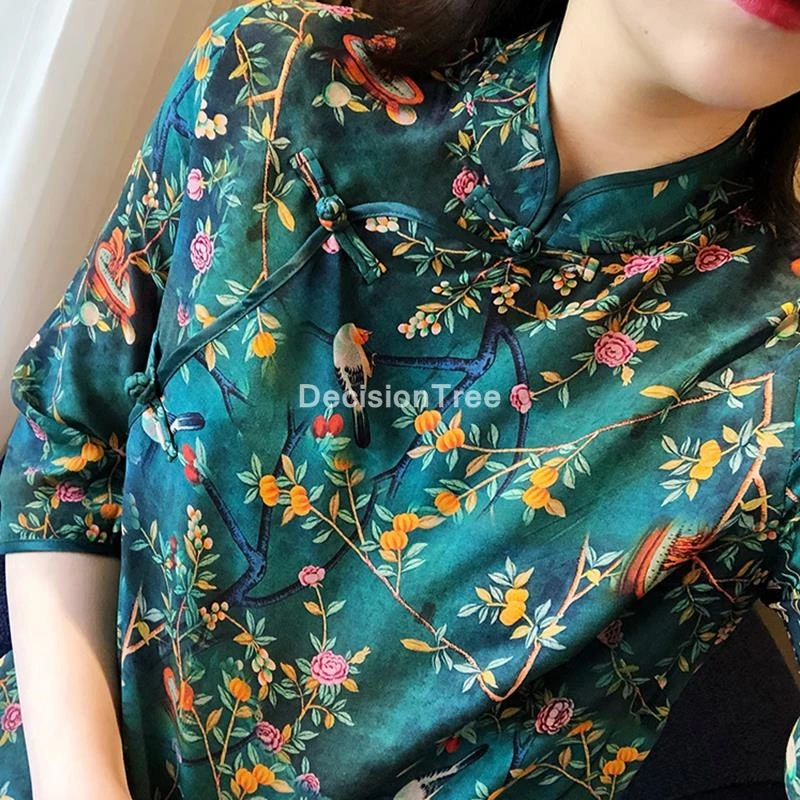 

2021 chinese tops painted flowers qipao shirt cheongsam shirt chinese style cheongsam blouse traditional chinese clothing women