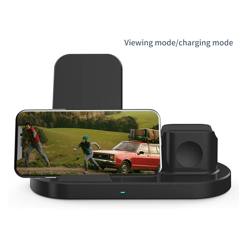 Estaci&oacute;n de carga inal&aacute;mbrica 3 en 1, soporte de carga r&aacute;pida QI de 15W para Apple, iPhone 12/11/8 Pro Max, AirPods, iWatch, Samsung-3