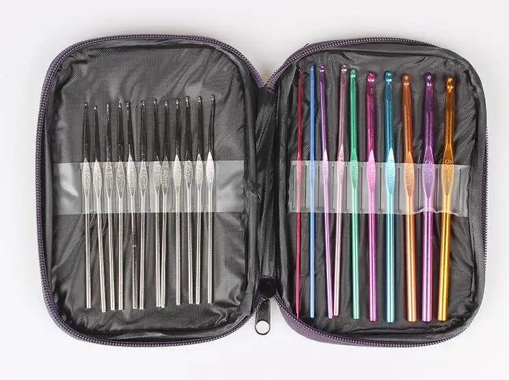 22 шт./компл. новейший красочный вязальный набор алюминиевых вязальных крючков