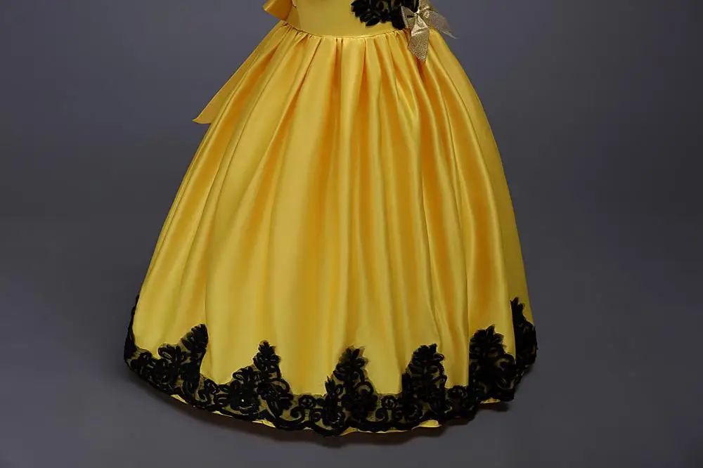 2020 New Princess Dress Kids Flower Embroidery Dress For Girls Vintage Children Dresses For Formal Ball Gown
