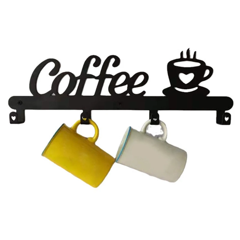 Держатель кофейной кружки настенное крепление вмещает 4 чашки подвесная стойка