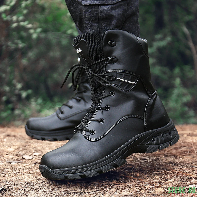 

Winter Men's Military Boots Outdoor Hiking Safety Work Shoes Leather Tactical Desert Combat and Ankle boots snow Army boots Man