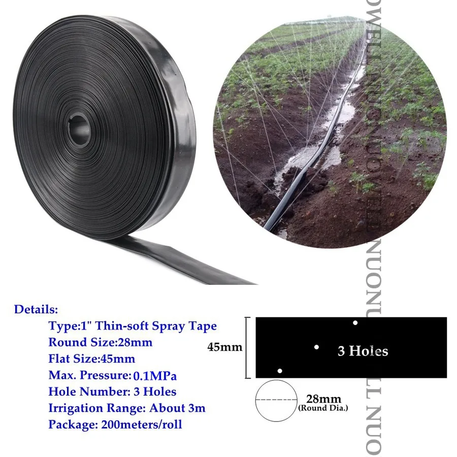 2 Holes 200 м " N45 Φ28мм микро Оросительная капельная лента сельскохозяйственная Оросительная тонкая мягкая распылительная лента сельскохозяйственный Geenhouse Урожай трубопровод для полива - Цвет: 2 Holes