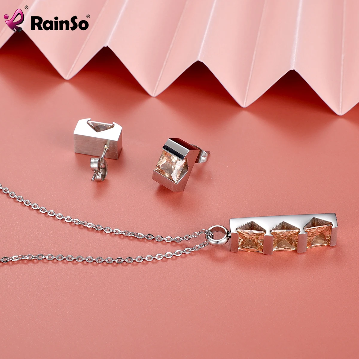 

Rainso Colorful Pendant Necklace Jewelry Sets Necklace & Earrings for Ladies Party Engagement Enamel Jewellery Sets Drop-ship