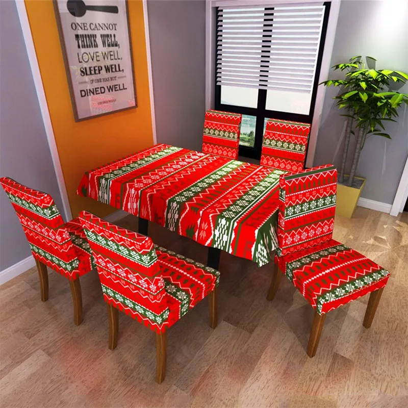 Рождественская скатерть универсальный чехол для стула набор из полиэстера с