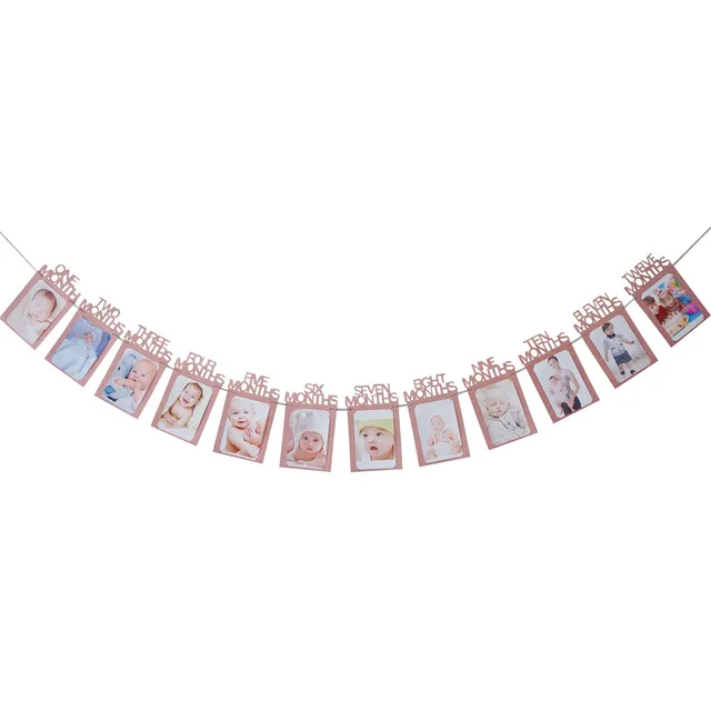 rosegold months 12 месяцы фоторамка баннер Baby 1st декорации с днем рождения Baby Shower 1st для маленьких мальчиков девочек мой первый год вечерние поставки - Цвет: rosegold months