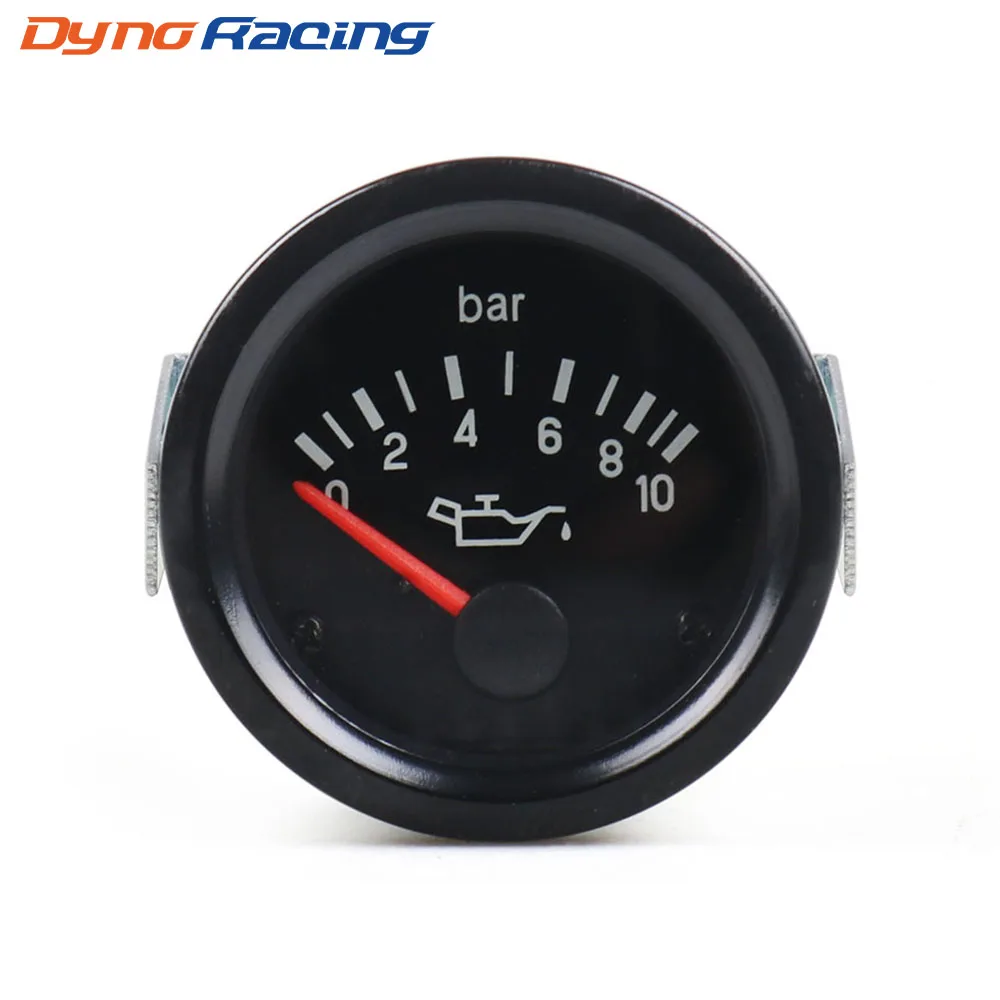 2" 52mm Car Oil Press Gauge 0-10 Bar Pointer 12V Oil Pressure Press Gauge Yellow Light Car Meter Without Sensor