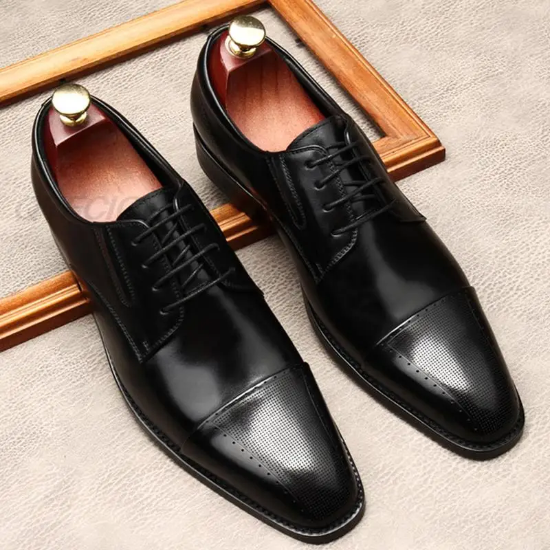 

Мужские туфли-оксфорды из натуральной кожи, коричневые, черные, размеры 6, 12