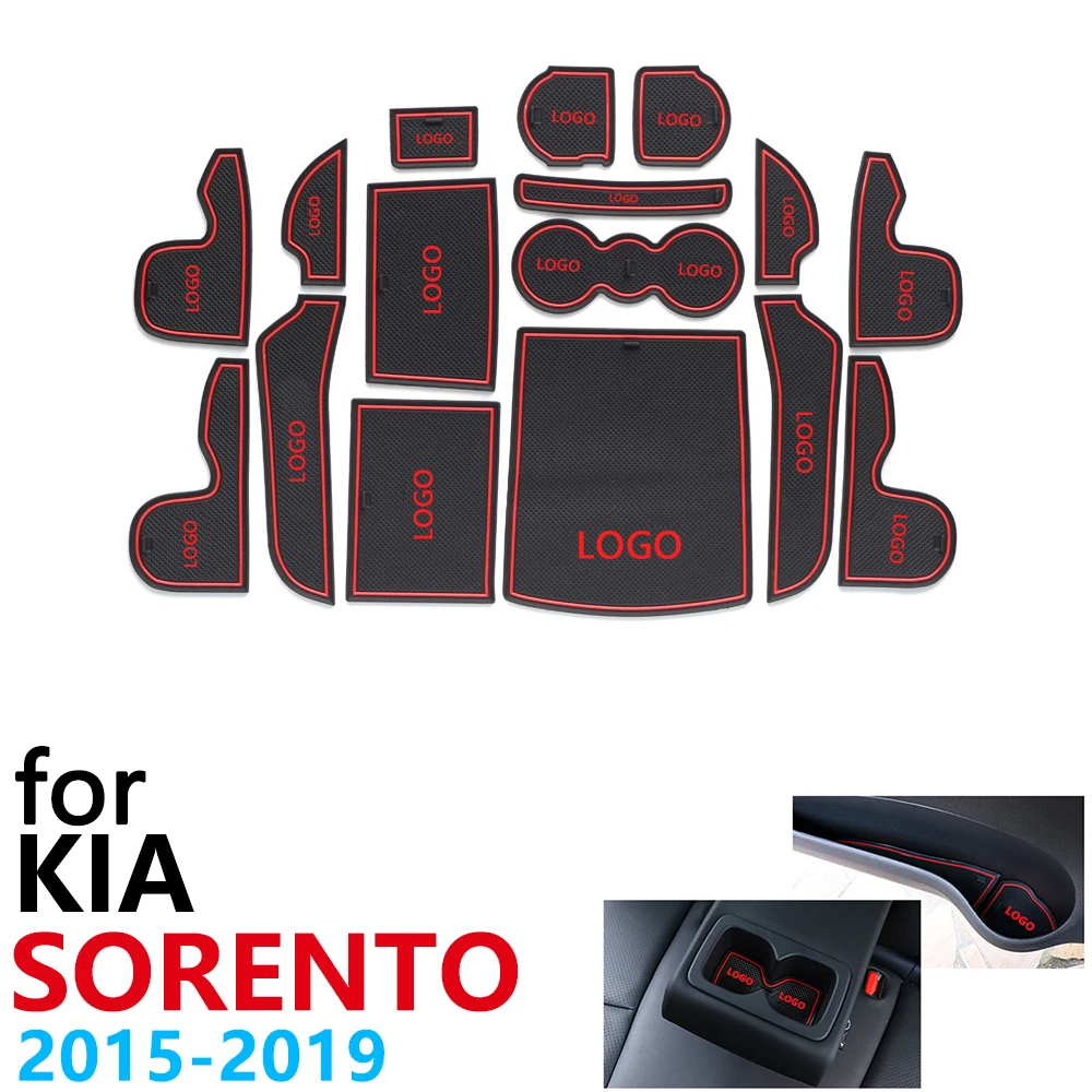 Противоскользящий резиновый коврик для чашек дверной паз KIA Sorento Prime UM MK3 2015 2019
