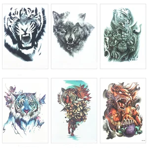 Новая модная сексуальная вспышка Водонепроницаемая Татуировка голова льва Сексуальная хна временная татуировка 21х15 см