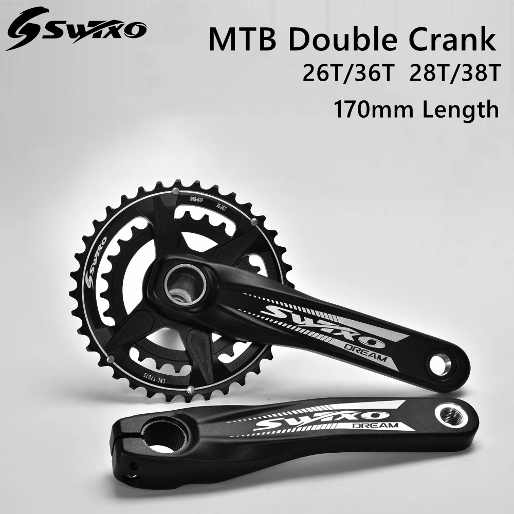 

SWTXO Bicycle GXP Crankset Double Sprockets Crank 26/36T 28/38T 170mm Bottom Bracket Chainring Bolts for SRAM XX1 X9 XO X01