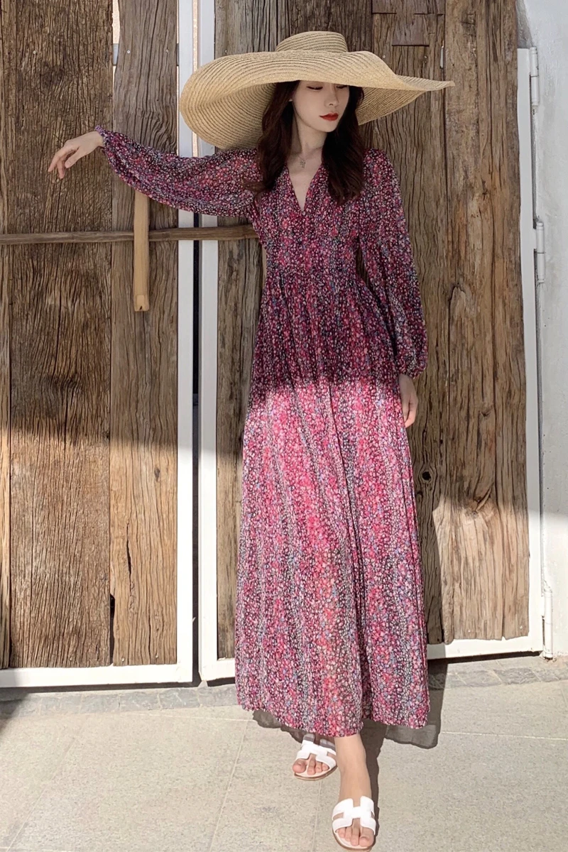 

Maldives Super Fairy Beach Skirt 2021 New Thai Tourism Long Skirt Long Sleeve Seaside Holiday Dress Women's Summer