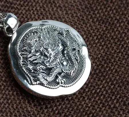 Pendant Only 925 Серебряный ручной работы кулон с драконом ожерелье 925 стерлингового серебра Дракон Мужская подвеска удача кулон ювелирные изделия Хип-хоп - Окраска металла: Pendant Only