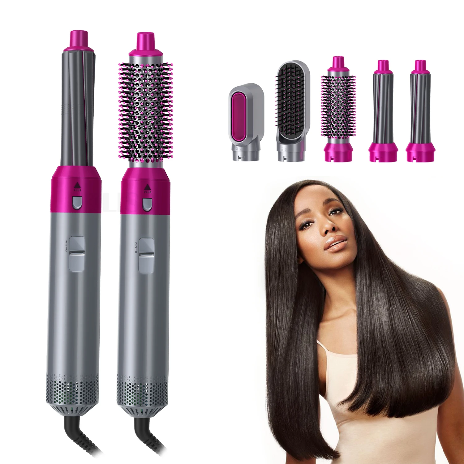 

5 In1 Hair Dryer Brush Multifunctional Curling Wand Hot Heating Comb Detachable Hair Curler Strightening Iron Tools