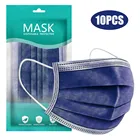 10-100 шт. взрослых одноразовые маски Темно-синие 3 слоя Фильтр нетканые маска для лица на открытом воздухе с защитой от пыли Защитная маска для лица Mondmaske