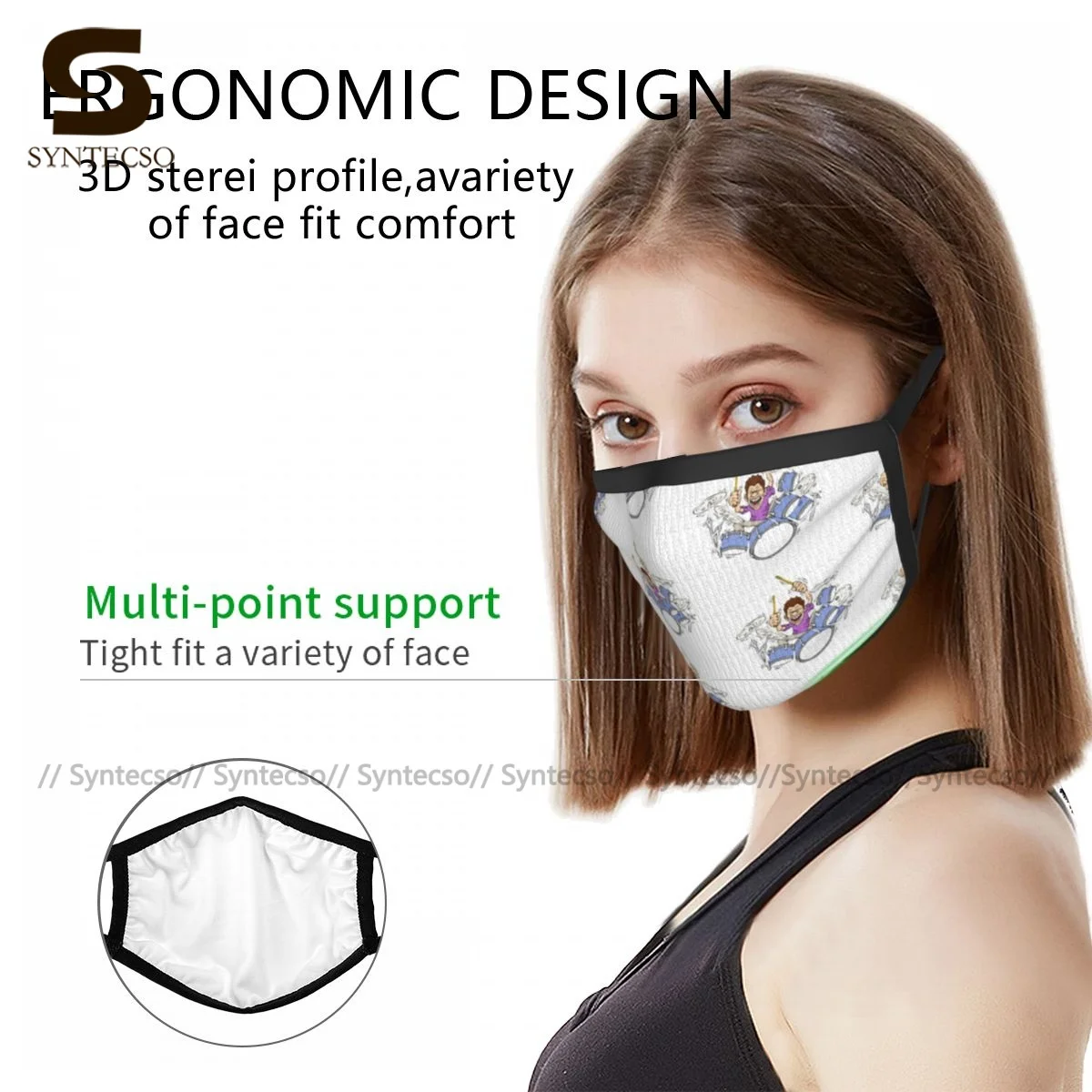 

Drummer Mouth Face Mask Polyester Fun Antidust Fast Shipping Adults Facial Mask