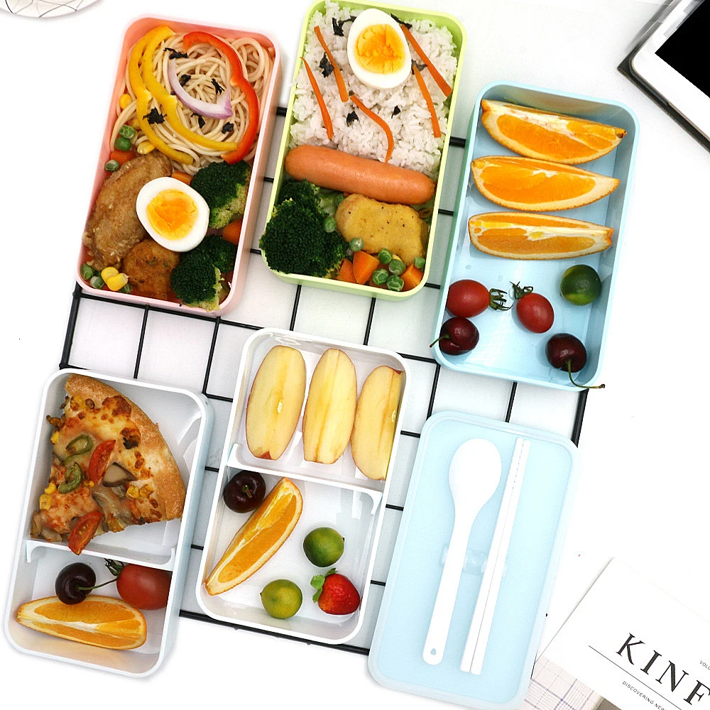 1200 мл двойной слой Tiffin милый Ланч Bento пластиковая коробка портативный ланчбокс