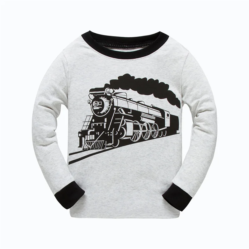 Новые детские пижамы для мальчиков с круглым вырезом мультяшным принтом шлейфом