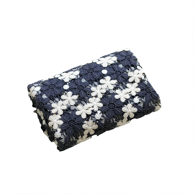 Высококачественная Водорастворимая кружевная ткань ажурная цветная с вышивкой