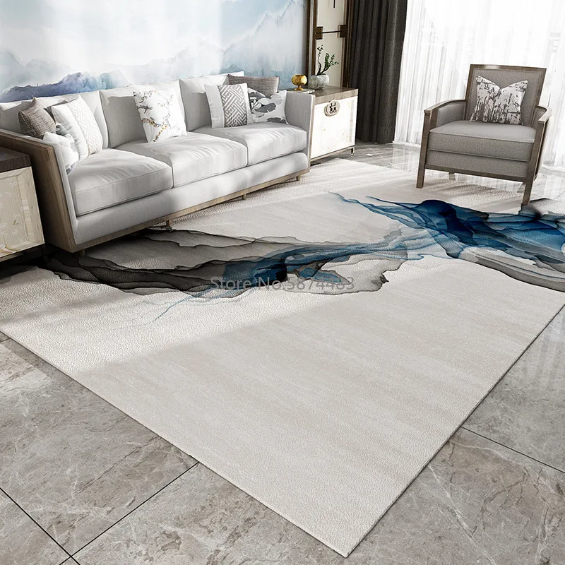 Желтый синий ковер с геометрическим 3D принтом для гостиной в китайском стиле