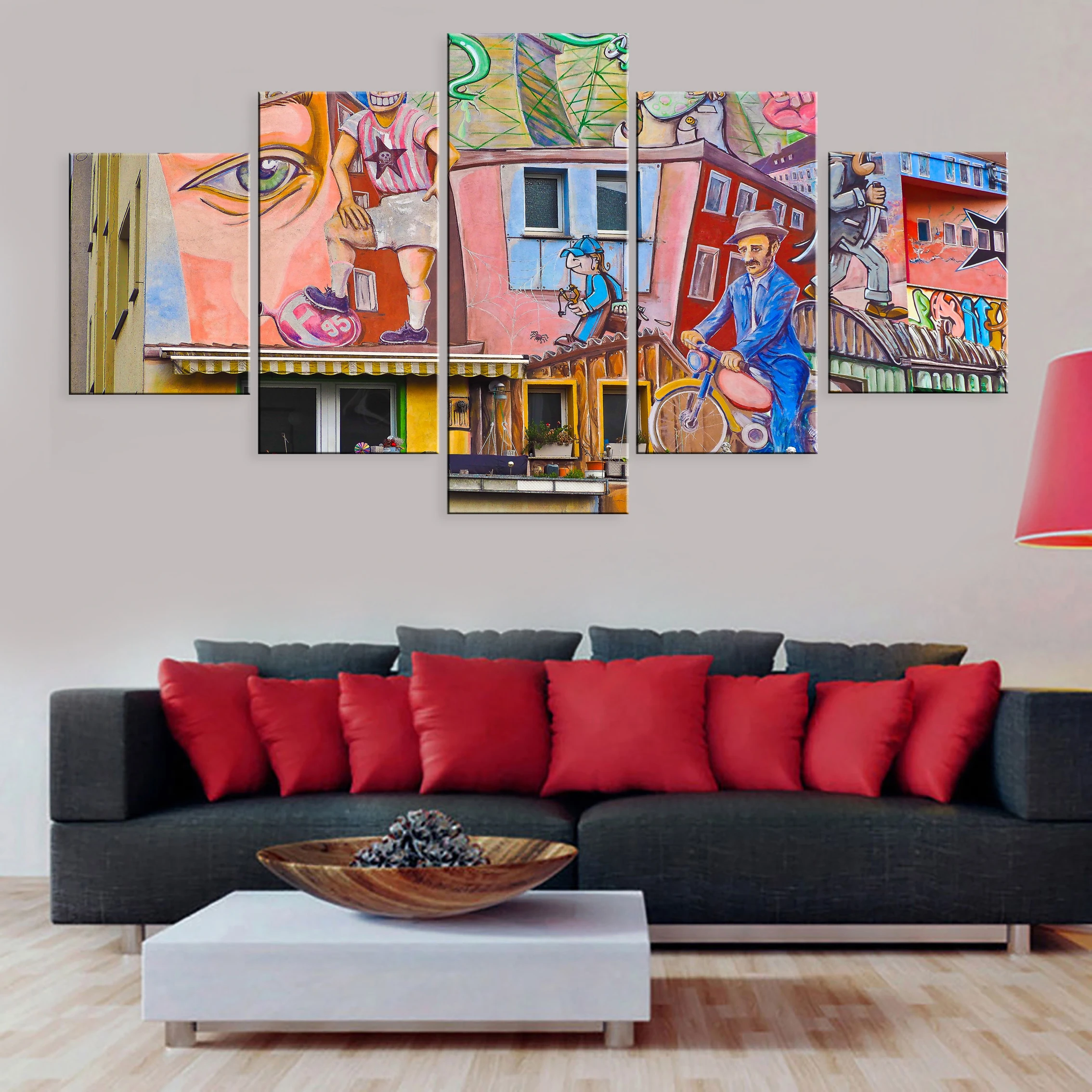 

Hd Printed Landscape Modern 5 Pieces Poster Painting Canvas Decor Framework Street Art Graffiti Abstract