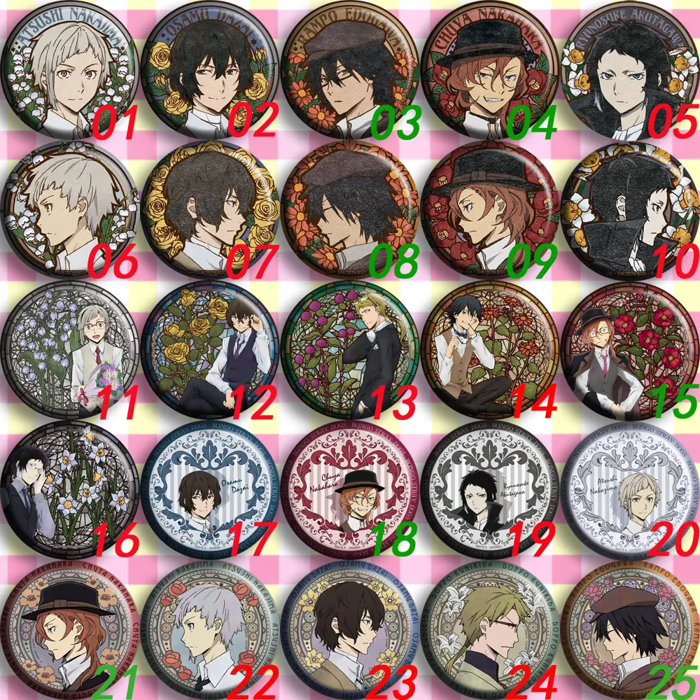 

Brdwn Stray Dogs Nakajima Atsushi Dazai Osamu Edogawa Ranpo Ryunosuke Akutagawa Nakahara Chuya Cosplay Badge #M