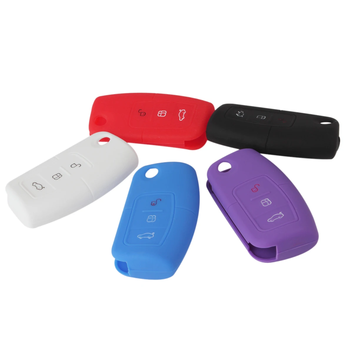 

3 Buttons Silicone Car Flip Folding Key Cover Automobile Remote Keys Case Protect Holder Replacements Fit for Ford Fiesta